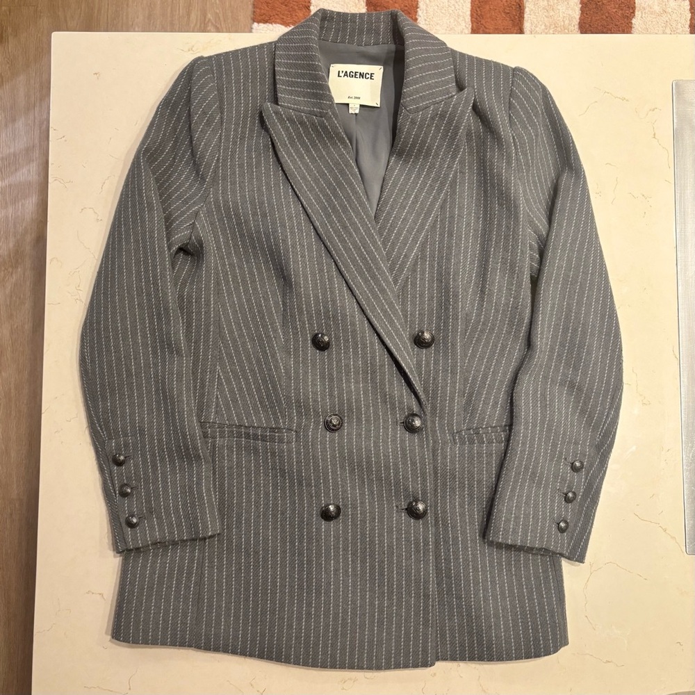 L’AGENCE - Aimee Pinstripe Double Breasted Blazer